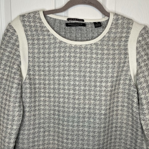 MAISON Scotch Houndstooth Cotton Blend Crewneck Sweater XS - Picture 2 of 6